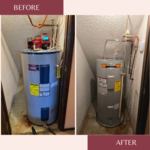 BEFORE AND AFTER; Water heater replacement