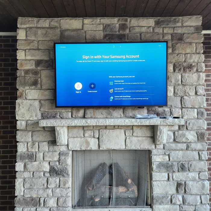 Rock wall Patio tv hang