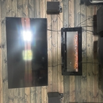 Hanging tv and fireplace