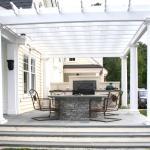 Traditional Fireplace - Gray Grey Brick Out Door Kitchen