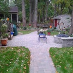 Paver Patio off Deck with Seating Wall