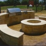 Outdoor Fireplace with seat walls