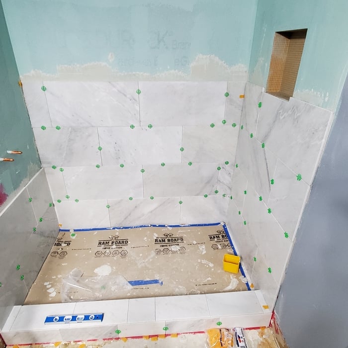 Tile going in