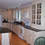 White painted kitchen with island