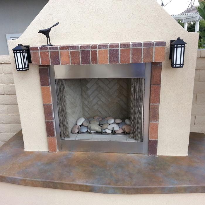 fire place heart stained