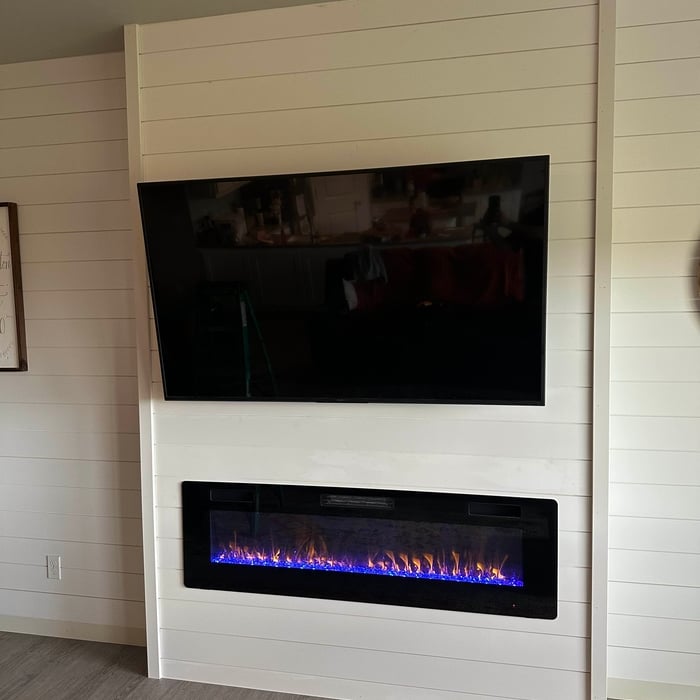 Fire place ship lap wall