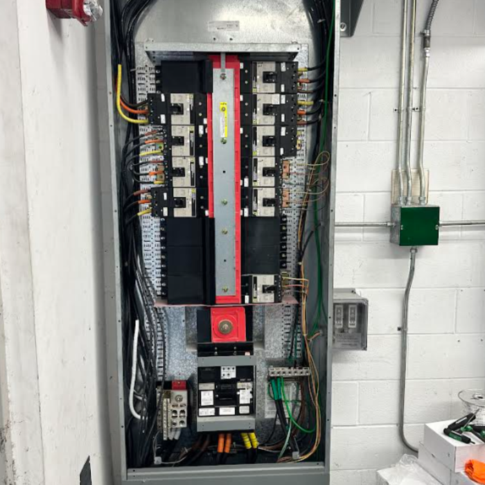 electrical breaker box/panel and meters