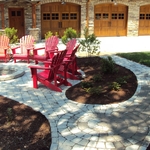 Brick Paver Walkway, Fire Pit, and Patio with Associated Landscape Plantings