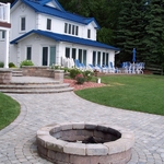 Brick Paver Patio, Fire Pit, Walkway, and Retaining Wall Planter & Steps