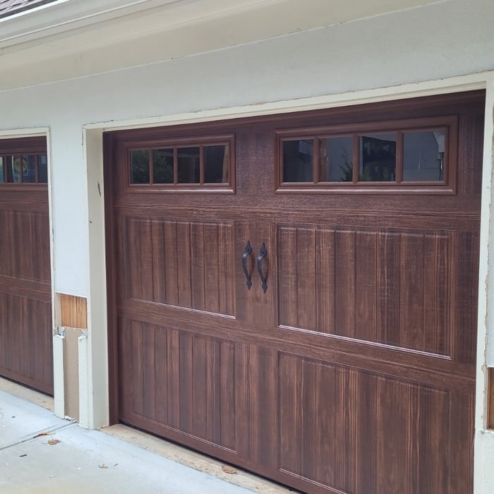 Wood grain carriage door