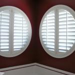 Traditional Bathroom - Red Tile White Wood Shutters