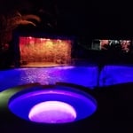 Pool, pergola, kitchen