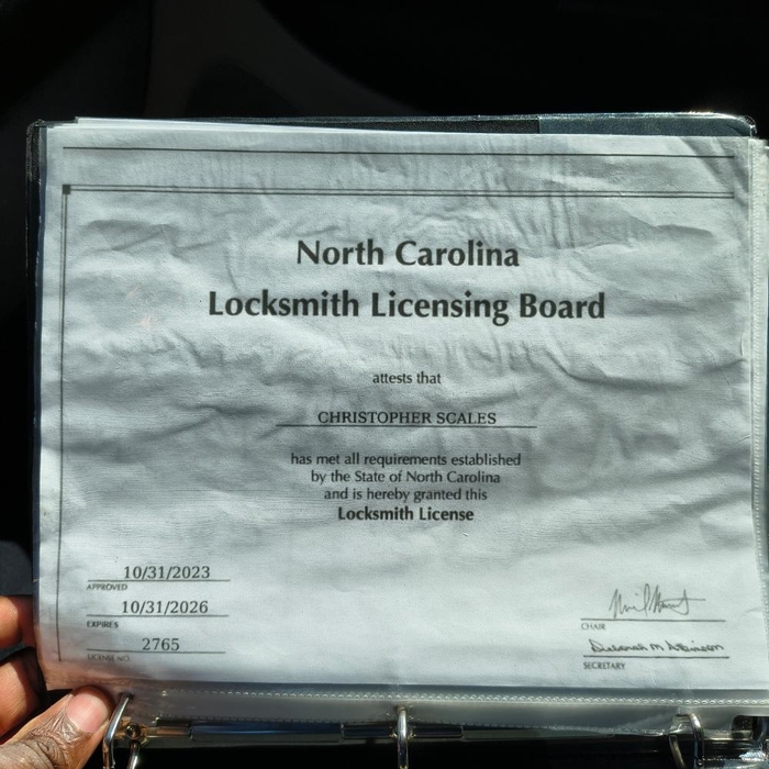 North Carolina locksmith Certification