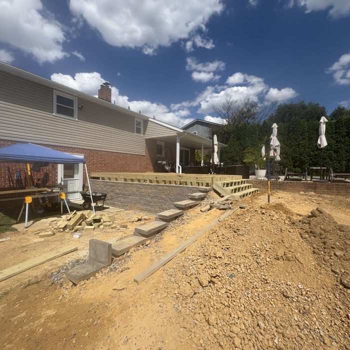 Retaining wall and deck