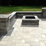patio fire pit and seating wall