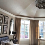 Master bedroom interior styling and metallic finish on ceiling