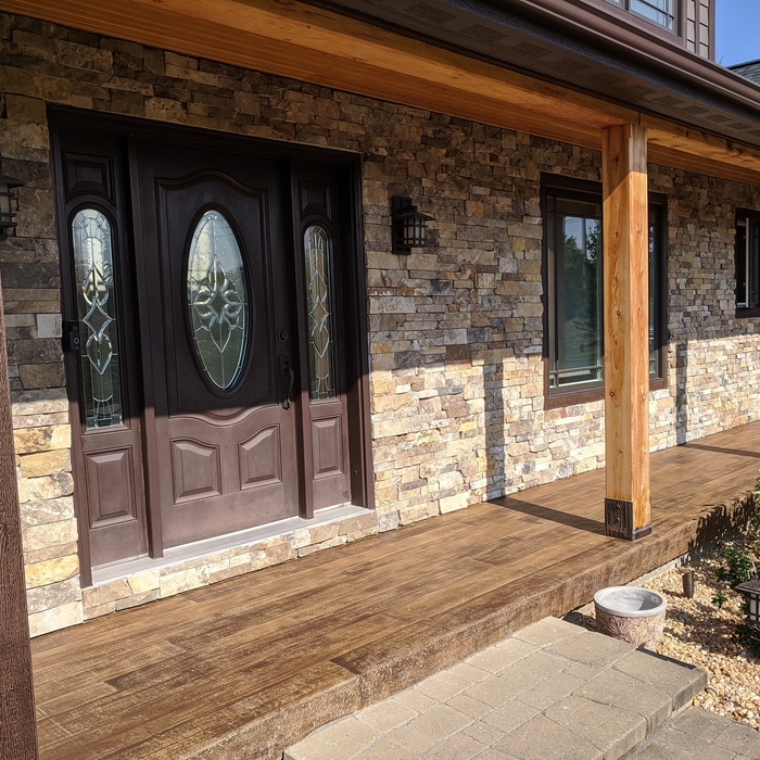 Hand painted faux wood planks on concrete porch