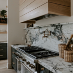 Invisible blue marble quartzite countertops.