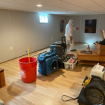 Set up dehumidifier and air movers