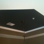 Formal dining room ceiling painting in multi-colors.