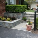 New retaining walls and walkway