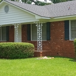 Completed front side with architect style shingles.
