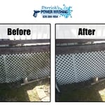 This photo shows the before & after of some lattice that I power washed on a deck! It made it look so much better!