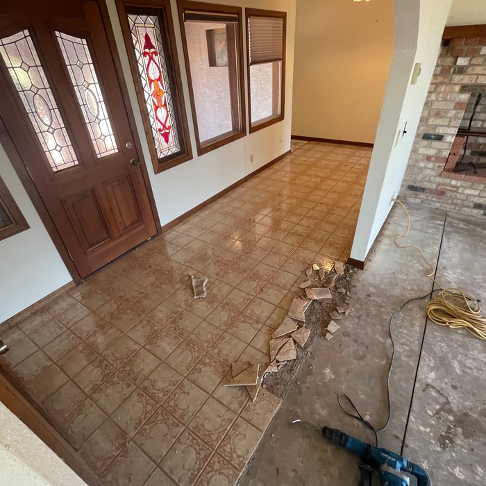 Before removing tile flooring in residential home