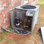 Unit filter was bad had to remove all freon to weld
new filter to get unit back in service. Blue filter to black filter in photos
