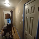Fixed while damage and cracks around door and all nail holes