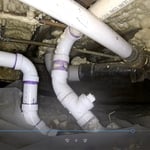 Leak found in old cast iron waste pipe, toilet water contaminating the crawl space.