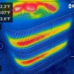 The thermal camera lets the inspector see if the coil is operating efficiently and where the problem areas are.
