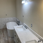 Finishing faucets on double sink