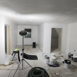 Primed texted ceiling painted