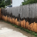 Before and after taken during the power wash in real time