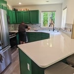 Quartz countertops & Marble Backsplash