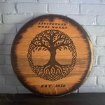 24” barrel head. Custom made advertisements