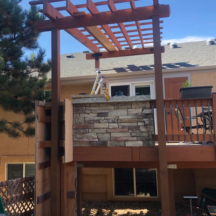 Post, beam, rafter, and purlins prior to metal roof install