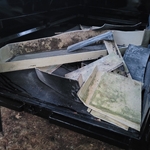 Truck Cap minimalized for proper disposal and loaded on trailer