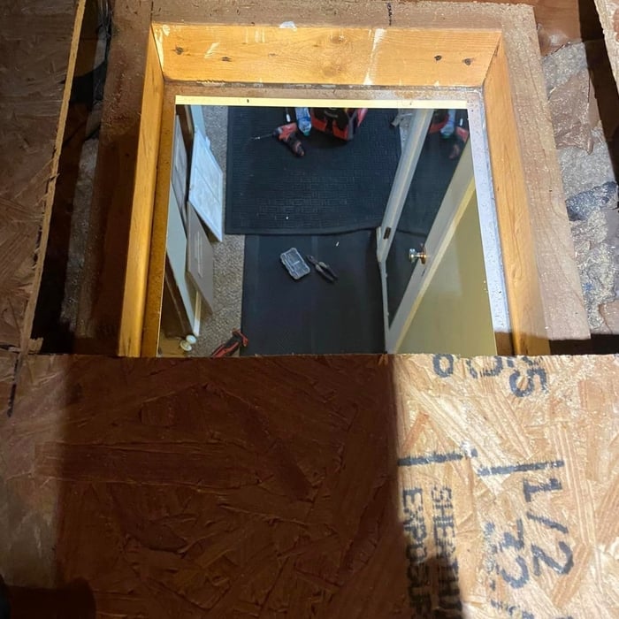 The ceiling and attic floor have been sized correctly at this point. Because the holes were made perfectly. There was no need for drywall repair or painting needed.