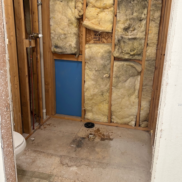 Just to a shower there now is where the storage tall cabinets are