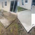 Before and after picture of porch cleaning.