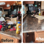 Dirty counter tops and iron/rust buildup in sink