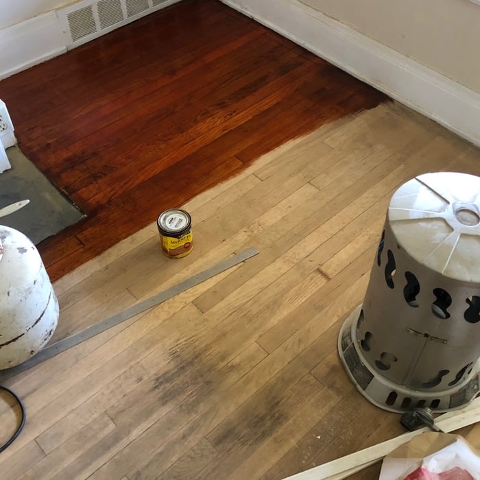 Beginning of stain