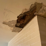 Water damage to plaster ceiling