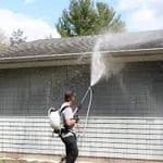 After a 5 minute soak with a special chemical conditioner that removes tough dirt grime and stains the old mildew melts away. With a nice even distance from a pressure washer leaving no trails or lines