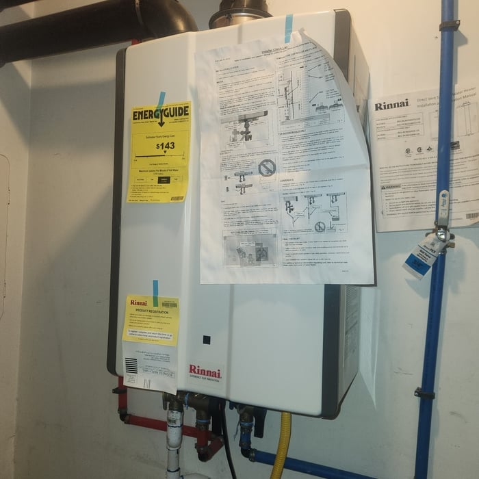 New tankless Rinnai water heater