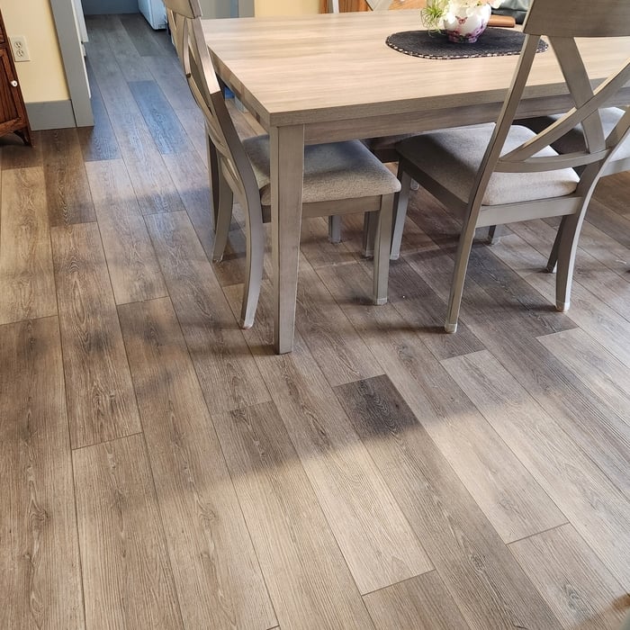 Painting and laminate flooring in kitchen and breakfast nook