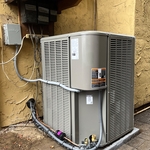 Here is the outside unit that is a 3 ton Lennox ml17 with a brand new disconnect box and pad.