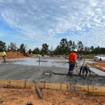 Pouring the concrete before we got trouls on